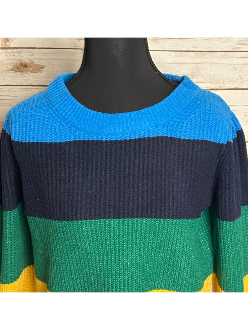 GAP Kids multicolored colorblock striped pullover knit sweater XL(12) dopemine - Picture 3 of 6